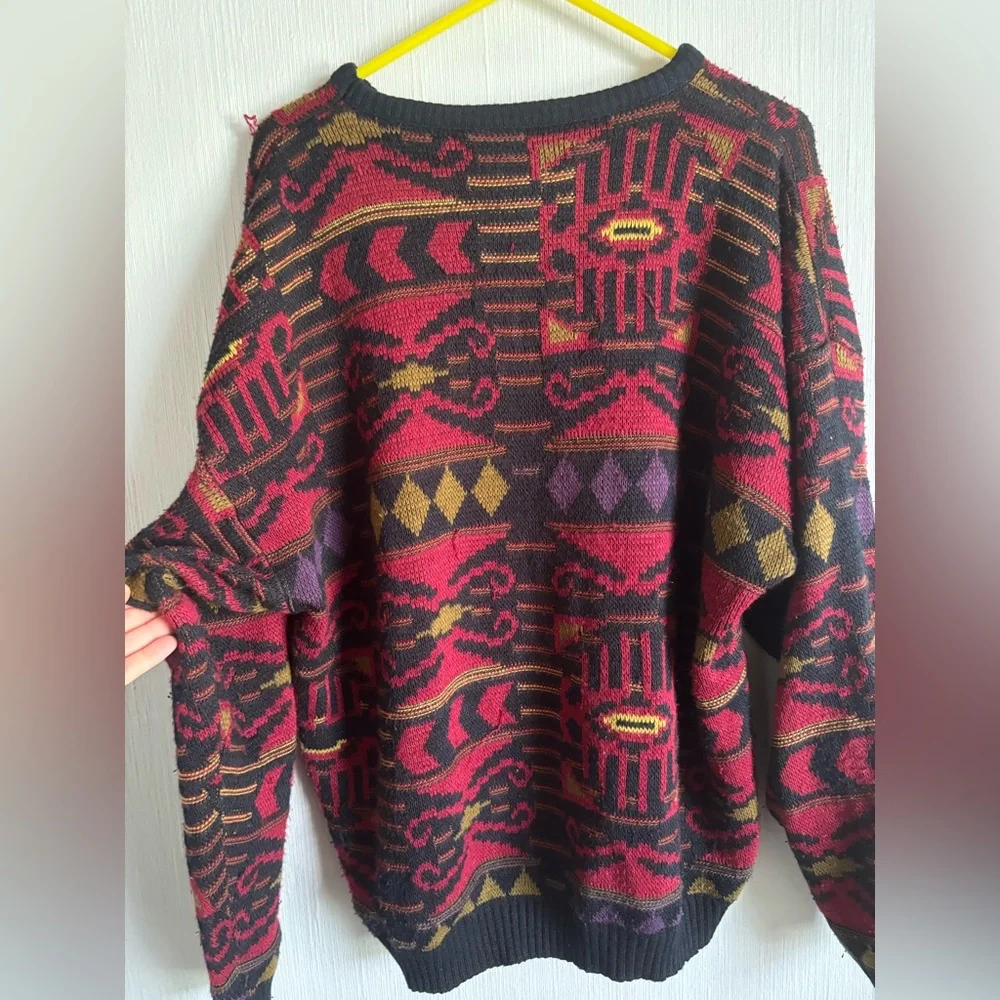 Vintage Men's Multicolor Patterned Sweater - Picture 7 of 8